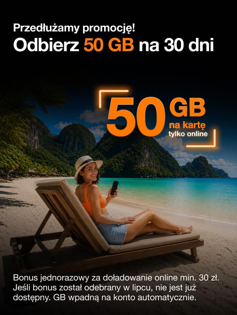 Baner promocyjny doładowań Orange online - sierpień 2026.
